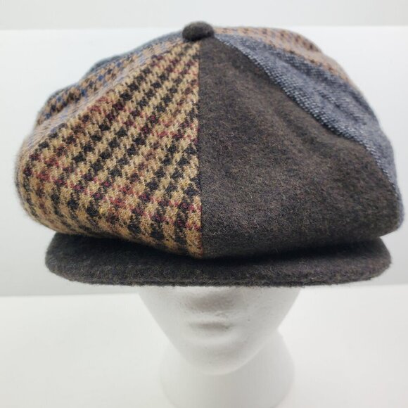 Scala Newsboy Cap Hat Vintage Houndstooth Dorfman Pacific Wool Blend Large - Picture 3 of 11